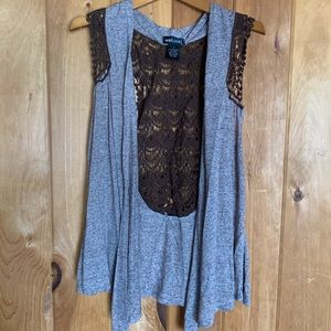 Brown cardigan knitted design on the back